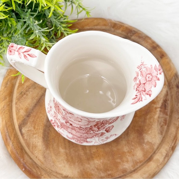 Charlotte Alfred Meakin Pitcher Red & Pink Floral Basket Staffordshire England - Picture 2 of 4